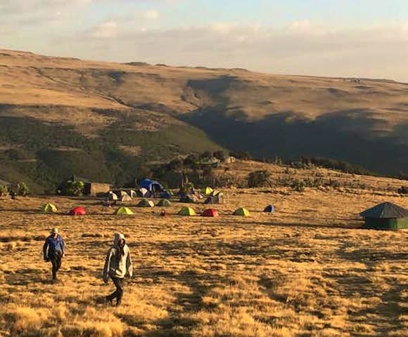 View of whole campsite in the Simien Mountains
