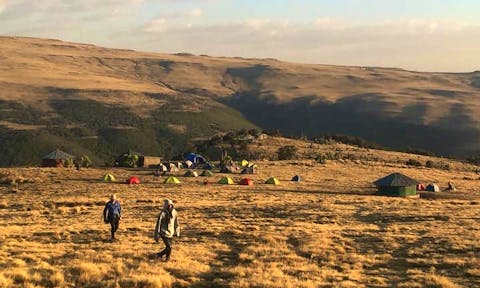View of whole campsite in the Simien Mountains