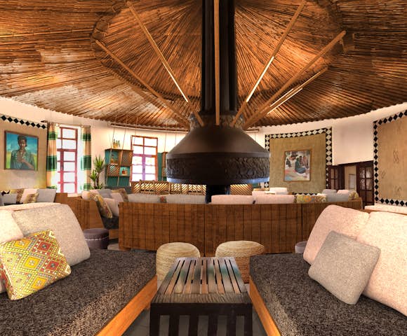 Lounge area at Simien Lodge